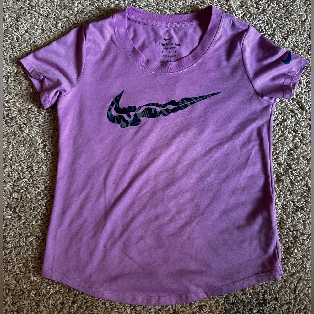 Nike Pink Dri-FIT Tee with Liquid Graphic Swoosh - Size M